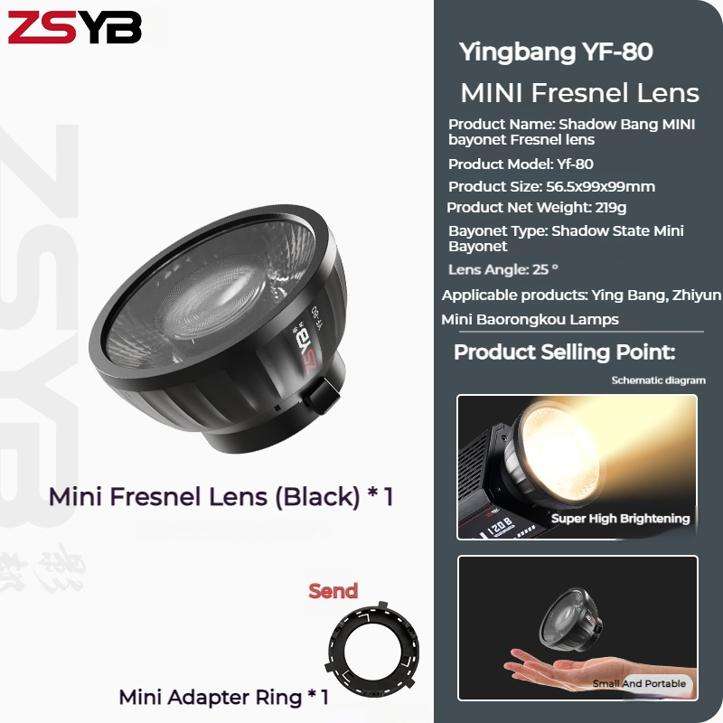 Fresnel Lens Attachment - Lente Fresnel ZSYB YF-80 con Effetto