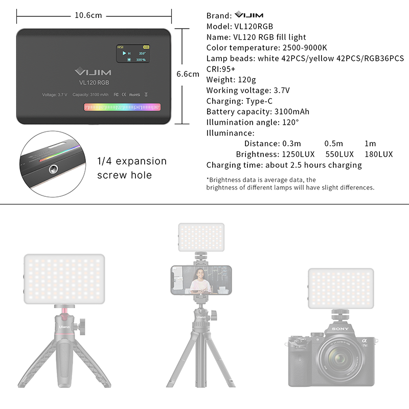 Ulanzi VL120 RGB Luce video pe - Photography Lighting With Umbrella recensione e prezzo